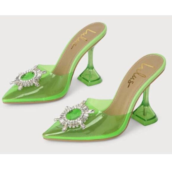 LULUS Lime‎ Pointed-Toe Heels Pointed Toe Sandals Party Green - Picture 1 of 4